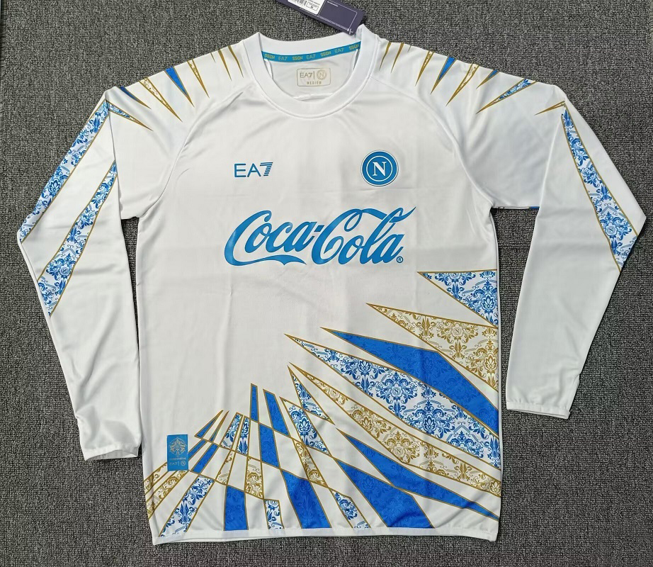 AAA Quality Napoli 25/26 Training White Long Soccer Jersey